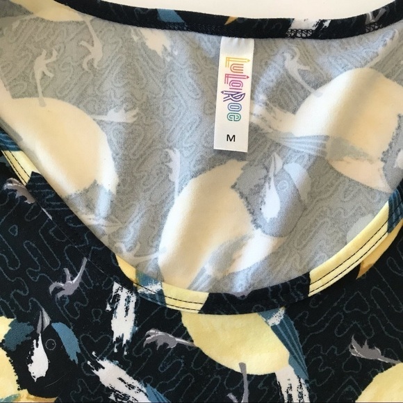 LULAROE Irma Blue Yellow Bird Print Scoop Neck A line Tunic Top Size M EUC - Picture 5 of 9